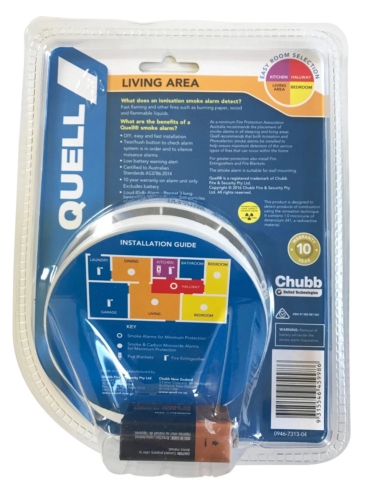 Quell Smoke Alarm 9V With Hush - Image 2