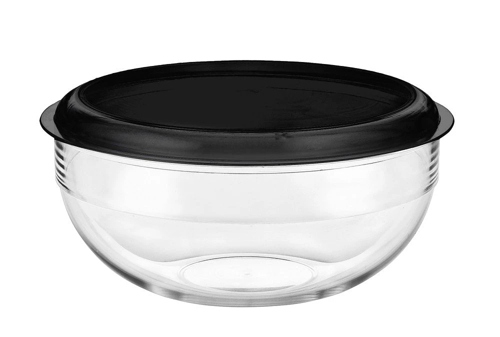 Tritan Salad Bowl 25cm W/Blk Lid 26.5cm