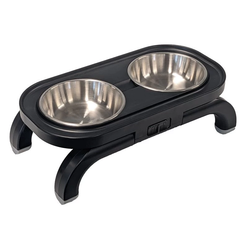 Travellers Twin Pet Bowl Height Adjustable Black