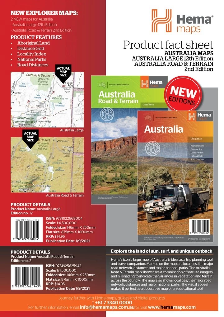 Hema Australia Road & Terrain Map 2nd Edition - Image 2