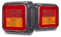 LED Rear Combination Lamp Kit 10-30V Stop/Tail/Ind Surface Mnt Glow Park 80x80mm Twin Pac