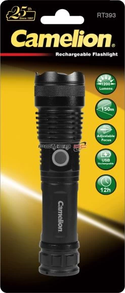 Camelion T6 LED USB Rechargeable Torch Inc 18650 Li-Ion Battery