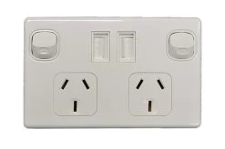 Double Pole Power Point With USB Charger - White