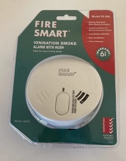 Smoke Detector With Hush 9V Battery Operated