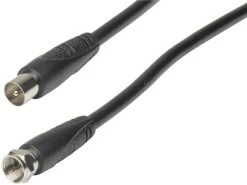 F Plug To TV Coaxial Plug 1.5 M Black