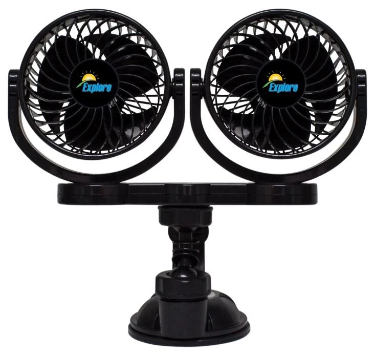 Explore 12V Twin Fan 5" With Suction Base