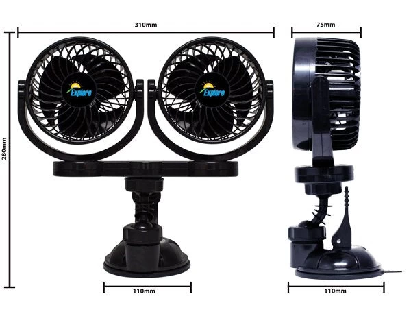 Explore 12V Twin Fan 5" With Suction Base - Image 2